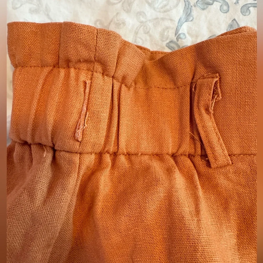 Crosby The Waist paper bag linen blend shorts orange fall color‎ women size 4